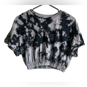 GARAGE Neutral Tie Dye Cotton Short Sleeve Crop Top